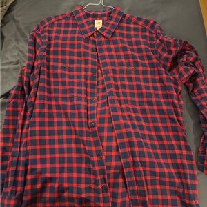 GAP Men's Red and Black Plaid Shirt